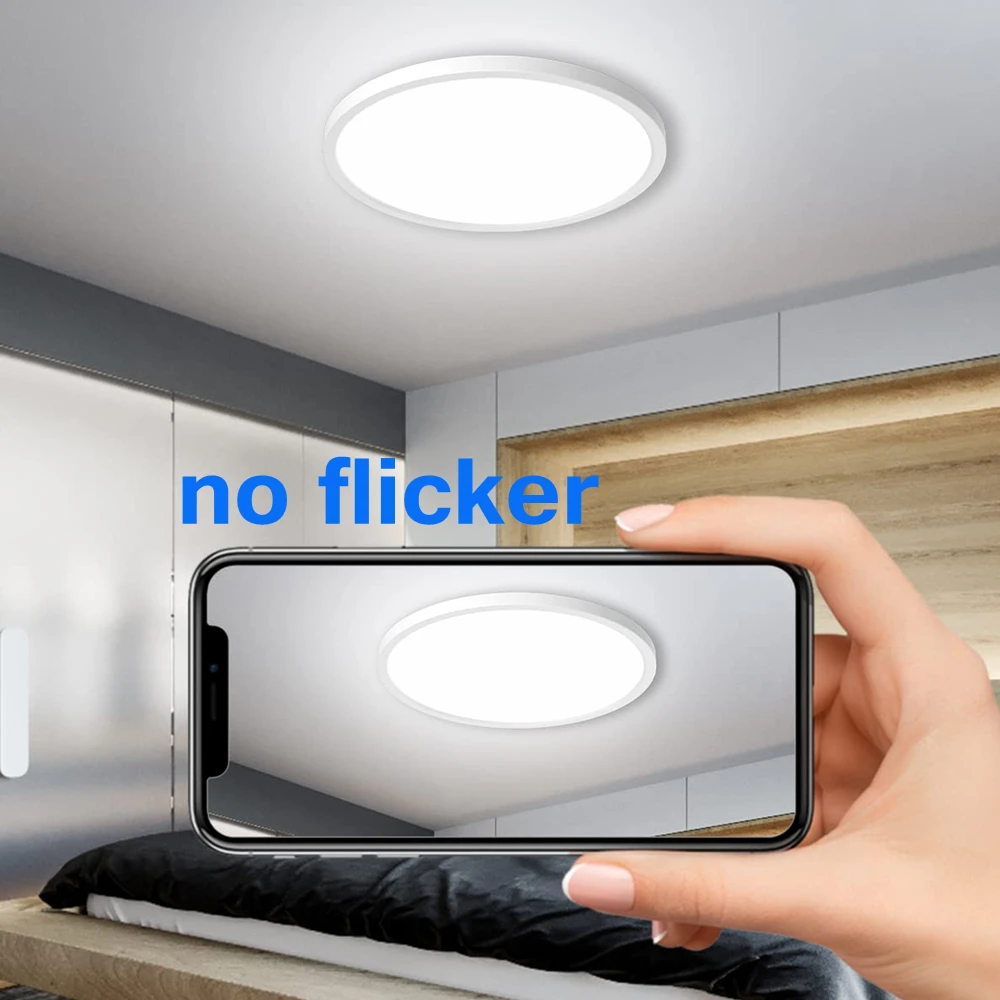 Plafonnier LED Ultra-Mince avec Télécommande, Éclairage à Intensité Réglable, Luminaire de Plafond, Idéal pour un Salon ou une Cuisine, 0.8 Pouces