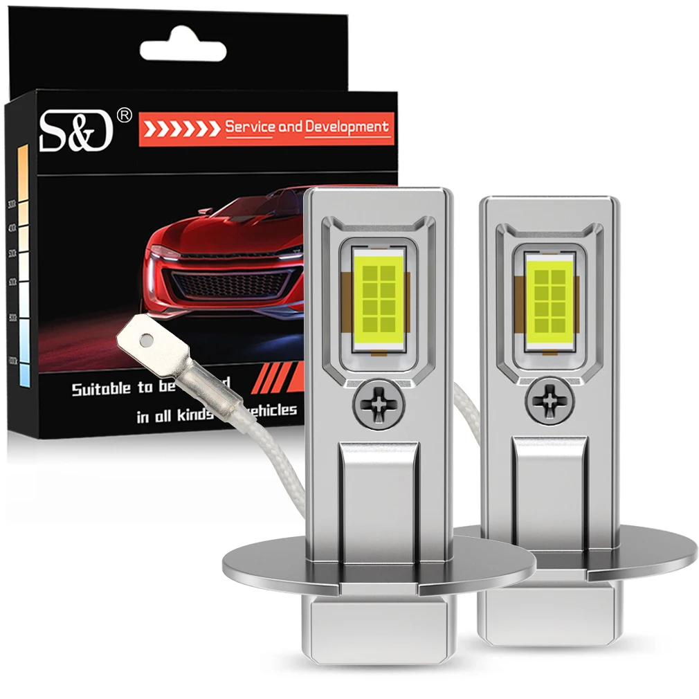 H3 LED Headlight 20000LM 6500K Super Bright 16PCS CSP Bulbs 12V 24V 36V Canbus Free Mini Turbo High Low Beam Auto Light