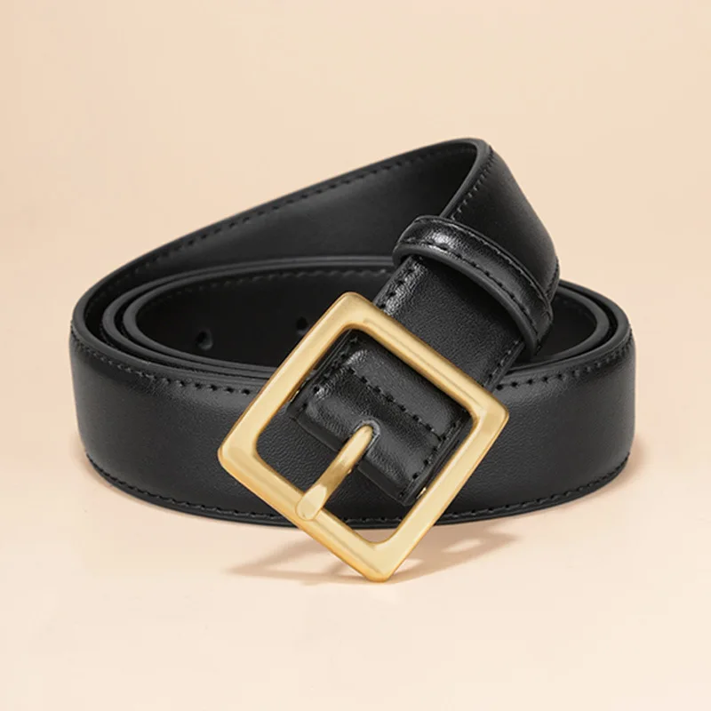 여성을 위한 새로운 정품 가죽 벨트, 다용도 핀 버클 심플한 개성 매칭 청바지 벨트, 캐주얼 틈새 벨트