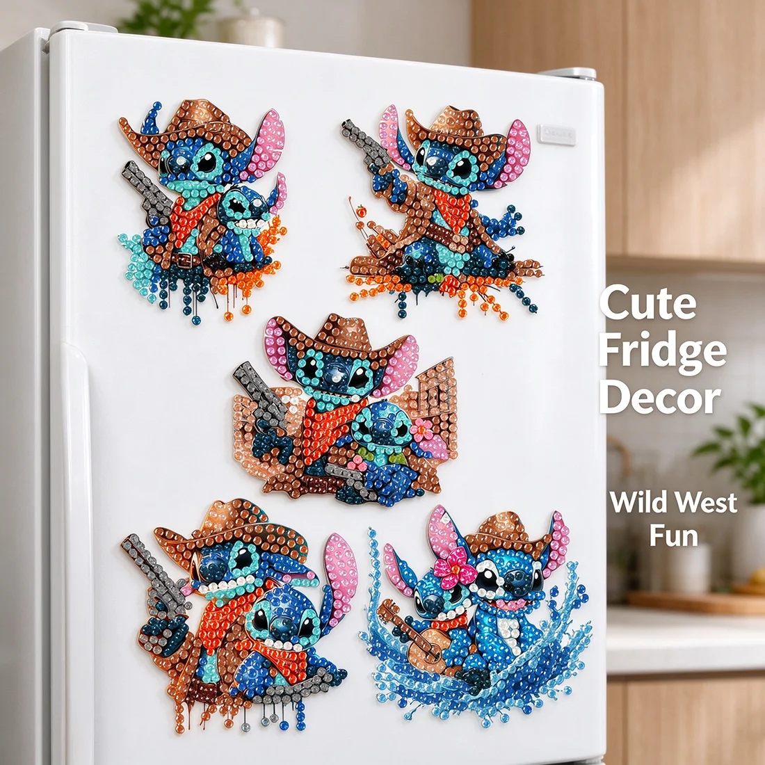Blue Alien Diamond Art DIY Painting Magnet - Cartoon Refrigerator & Home Decor Ideal for Notebook Decoration