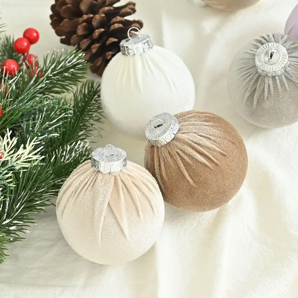 15Pcs Flocked Velvet Christmas Balls Pendant Colorful Christmas Tree Decorations Family Plastic Xmas Hanging Ornaments Holiday