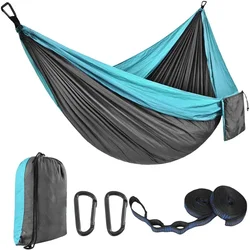 Hammock Camping ao ar livre com tecido de nylon, portátil, solteiro, dupla pessoa, correspondência de cores, alta resistência, paraquedas