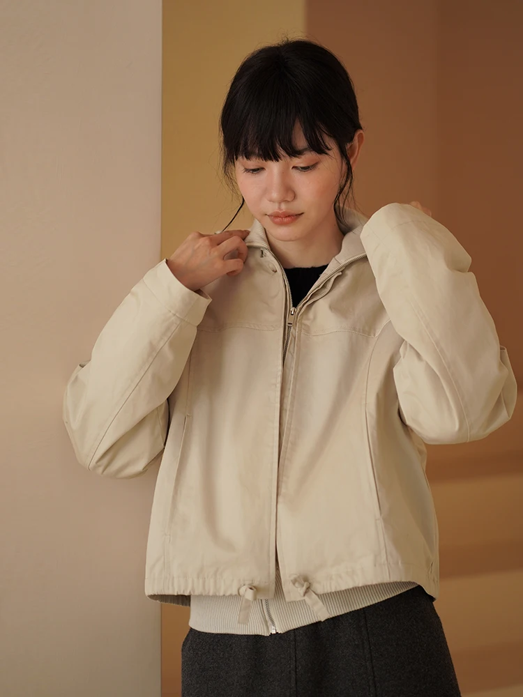 

Женская повседневная вязаная куртка Hacikis из хлопка с комбинированными вставками, укороченная, на молнии, простой дизайн, для города