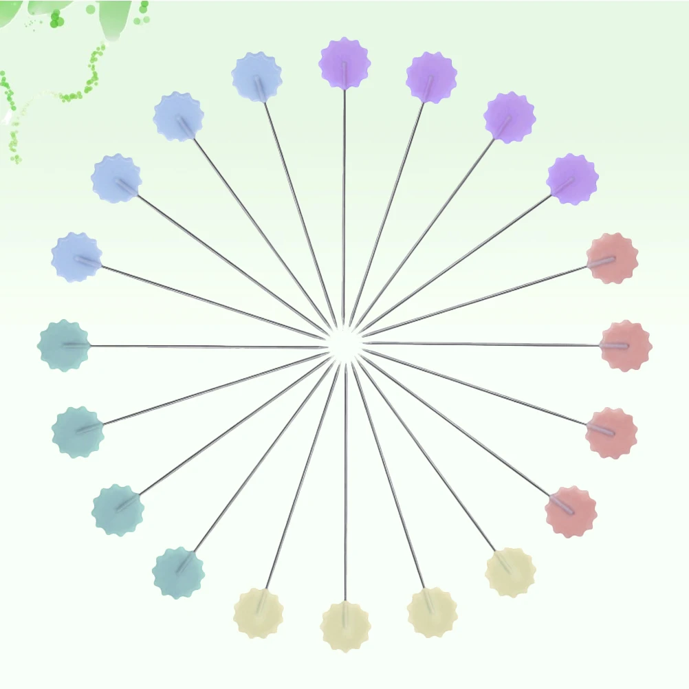 

200pcs Plum Blossom Needle Sewing Head Pins Flat Colorful Button Craft Projects Patchwork DIY Plastic Pin Cushion Storage