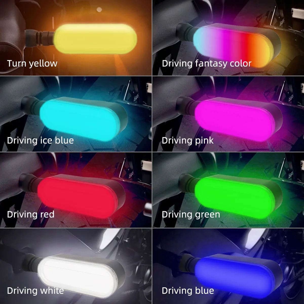 2PCS Motorcycle Turn Signal Lamp Color Projection Light Sequential Flowing Flash Indicator Universal High Bright Warning Light image 4