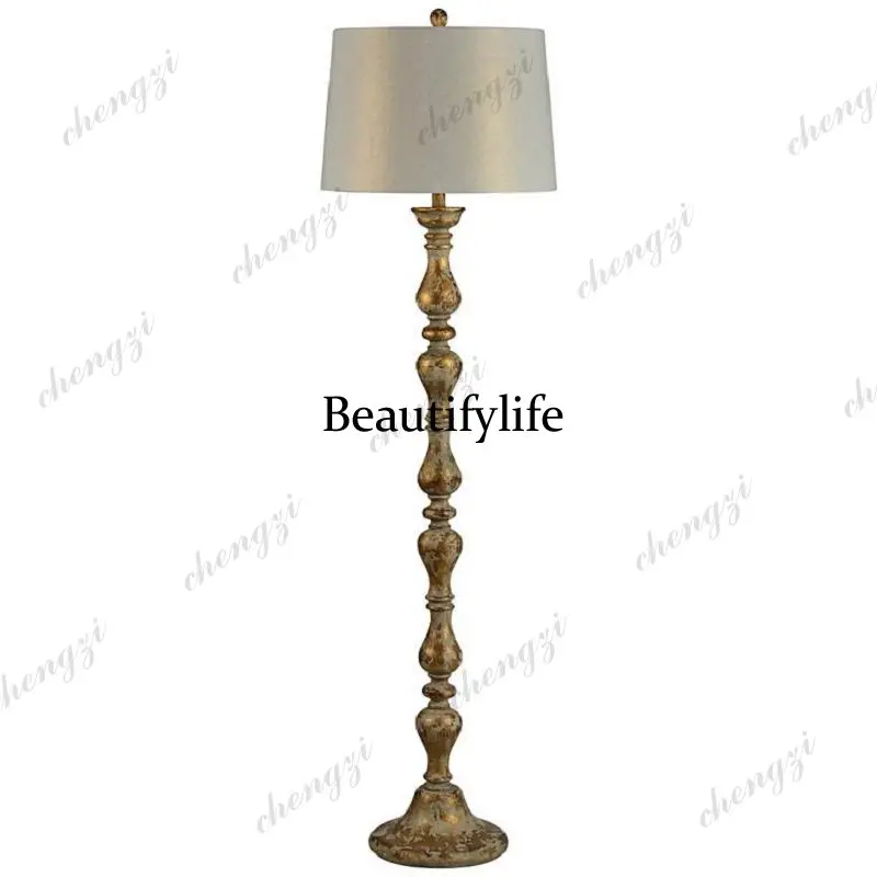 French rural pastoral retro solid wood gold foil old bed and breakfast living room sofa light hotel lobby bedroom