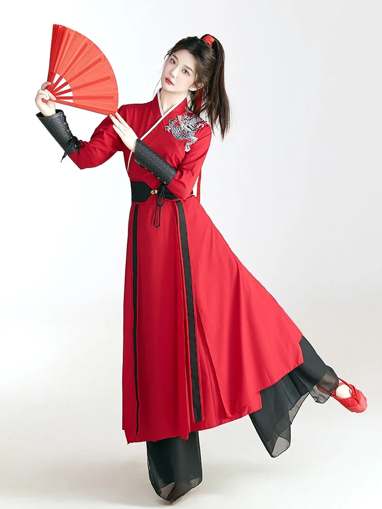 Klassisches Tanz-Performance-Kostüm für Damen, Kampfsport-Übungsanzug, Tai Chi, Schwert, Performance-Kleidung, Trommelfächertanz