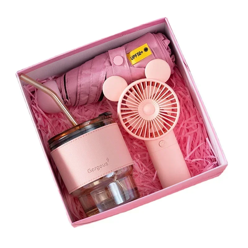 2026/Hot sale pink cup umbrella set children's birthday gift business wedding gift sets for guests