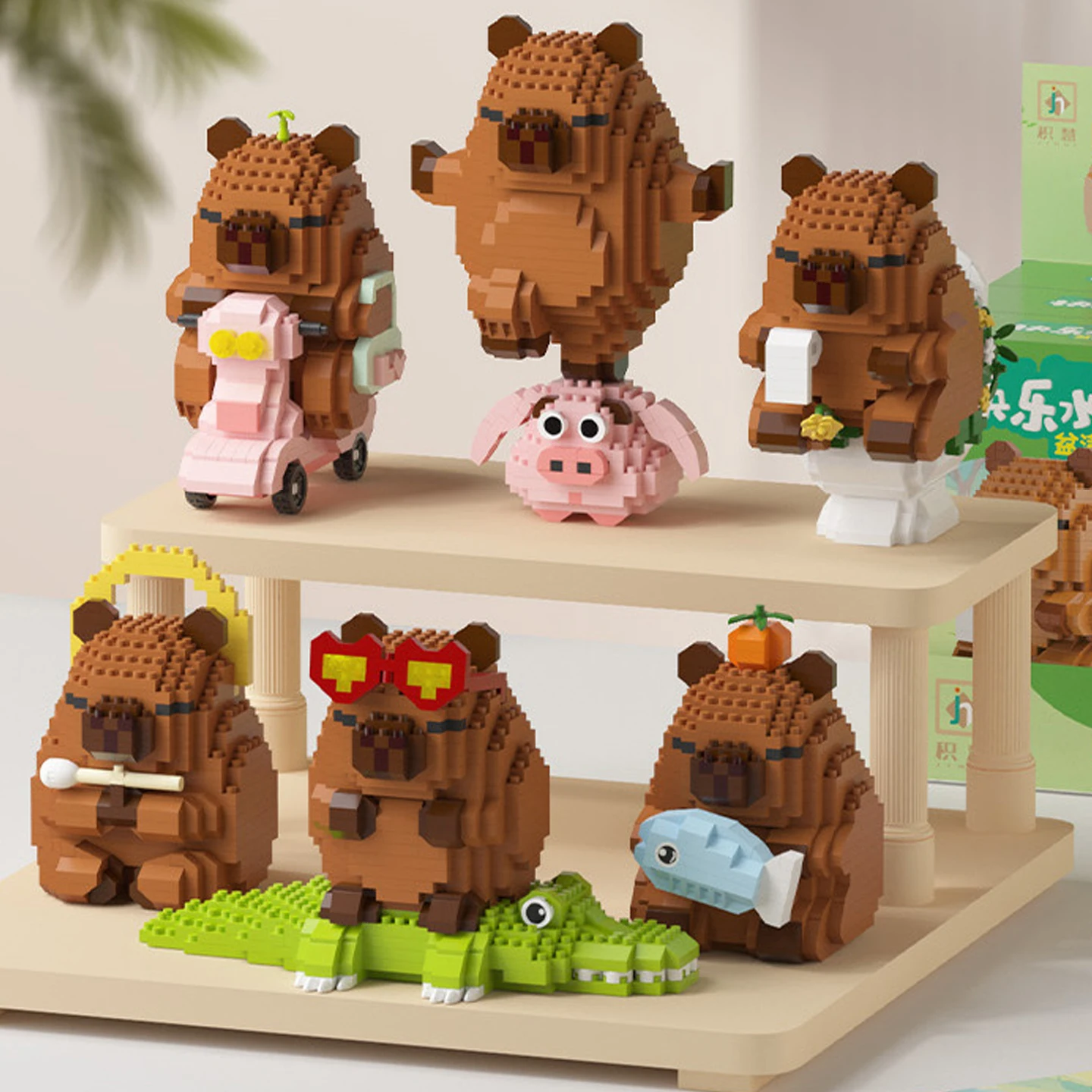 DIY Capybara Building Blocks Set - Cute Water Guinea Pig Desktop Decor Cartoon Animals Model  Fun Toy for Birthday Gift image 2