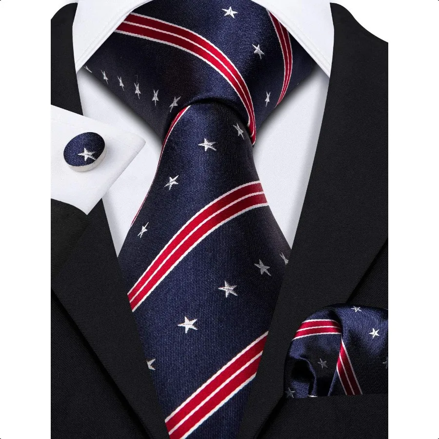 Barry.Wang Fun Animal Ties สําหรับผู้ชาย Designer ผ้าเช็ดหน้า Cufflink ทอ Casual เนคไทชุดเทศกาล