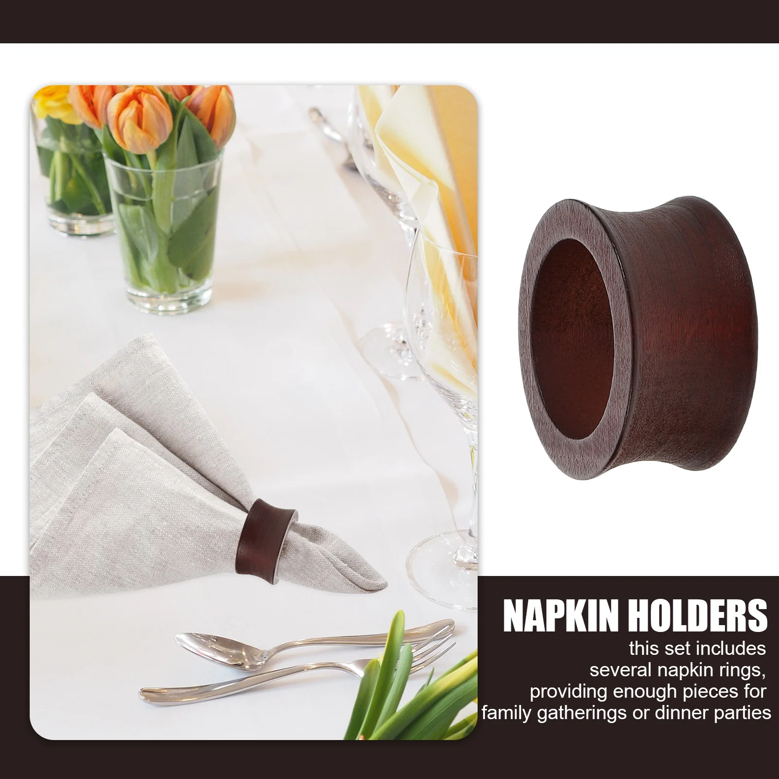 

6Pcs Natural Wood Napkin Rings Wooden Rustic Napkin Holders for Holiday Christmas Thanksgiving Table Decorations