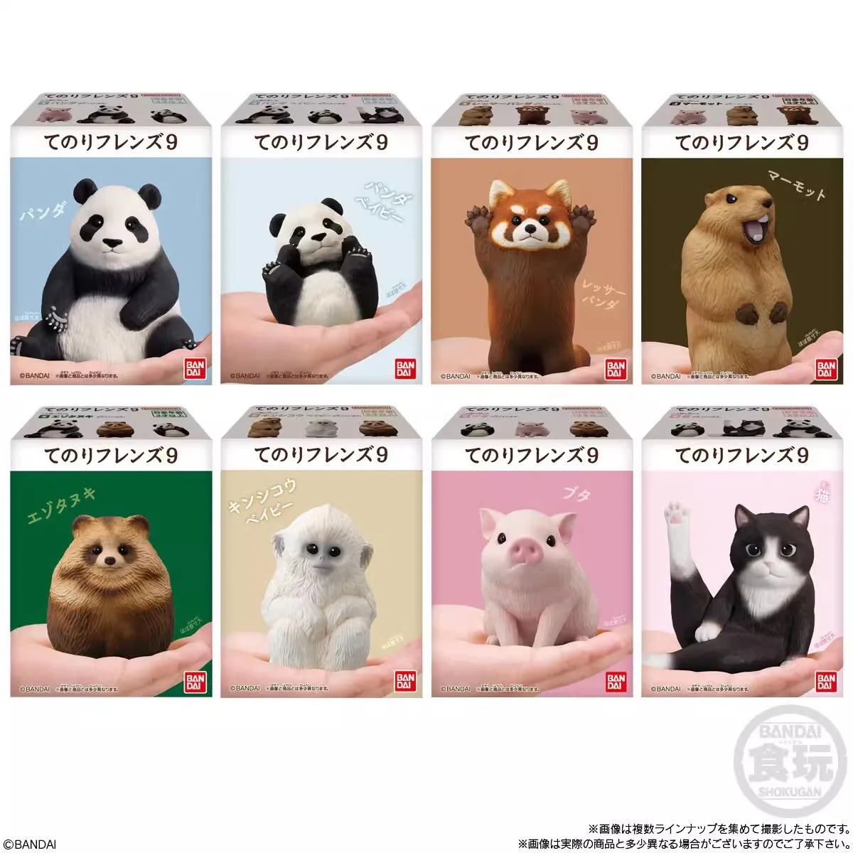 Japanese Genuine Gacha Scale Model Small Toys on The Palm Decoration Series Panda Cat Pig White Monkey Marmot Action Figure Toys