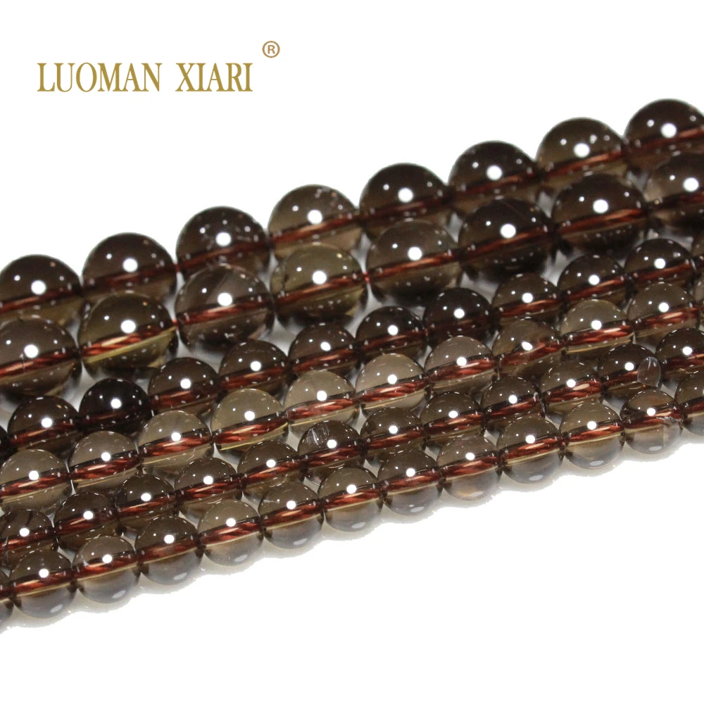 100% Natural AAA Smoky Quartz Transparent Round Stone Beads for Jewelry Making DIY Bracelet Necklace Accessories 6/8/10MM 15\'\'