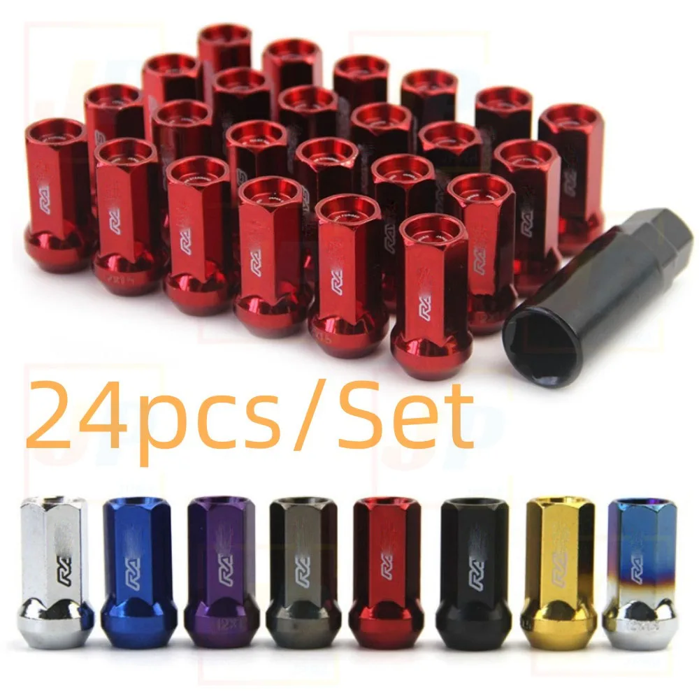 Колпаки для колес, внешние детали, аксессуары Jdm, гоночные лучи, гайки для колес автомобиля, винт ступицы M12 * 1,5/M12 * 1,25, 24 шт./компл.