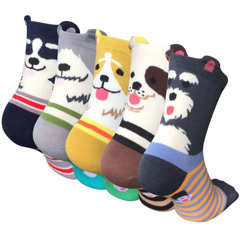 Cute Socks Womens Novelty Animal Socks for Girl Cartoon Cotton Casual Crew Funny Style Socks 1Pairs 5 Pairs