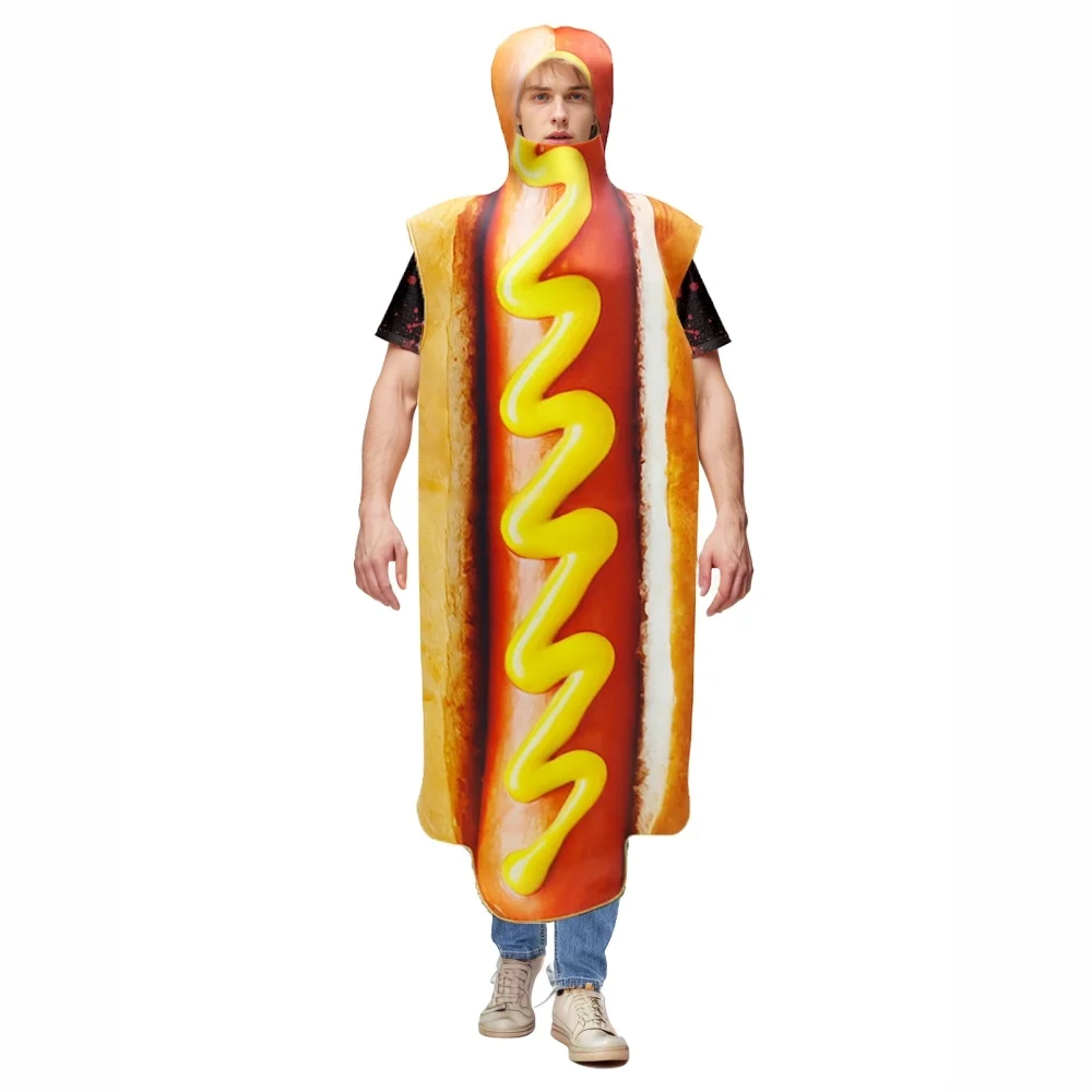 Zawaland Cosplay Delicious Hamburg Costume Jumpsuits Adult Funny Food Hot Dog Sponge Outfits Carnival Holiday Party Dress Up