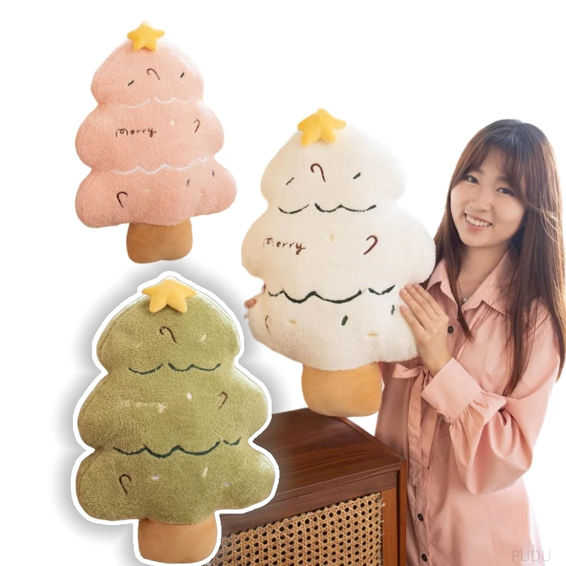 Coussin de dos en peluche simulé pour enfants, arbre de Noël créatif, plante de dessin animé, jouets amusants, beurre, décor de Noël, cadeau de Noël, 55cm