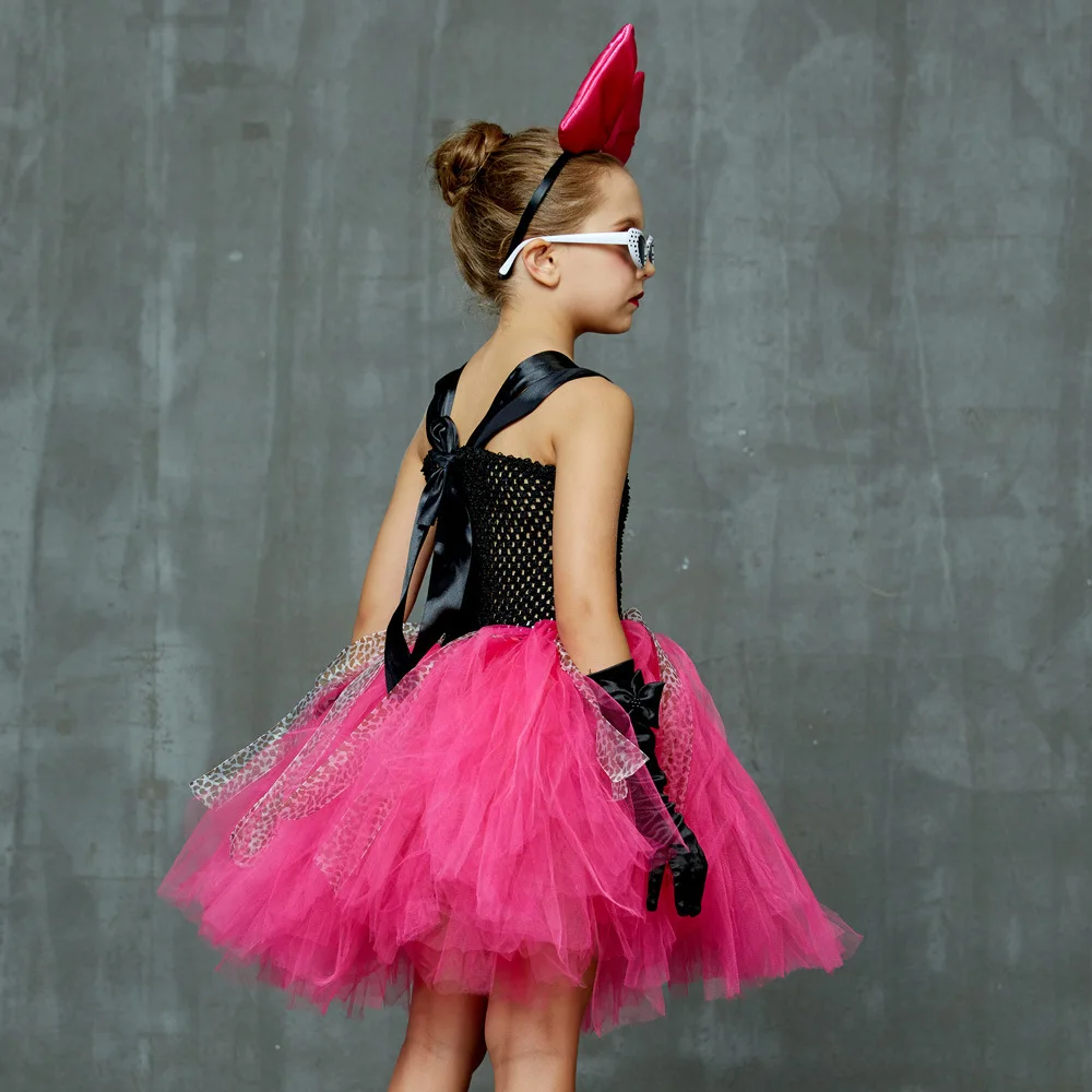 Halloween Tulle Tutu Dress Tiered Flowy Mesh Gown Bow Hair Accessory Soft Light Skirt Dance Recital For Delicate Occasion Outfit