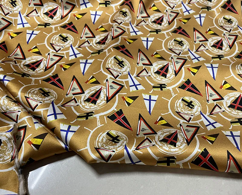 Designer Cloth 19 Momme Wide Real Silk Spandex Silk Satin Clothing Fabric Multi-Color Inkjet Silk Fabric Dress