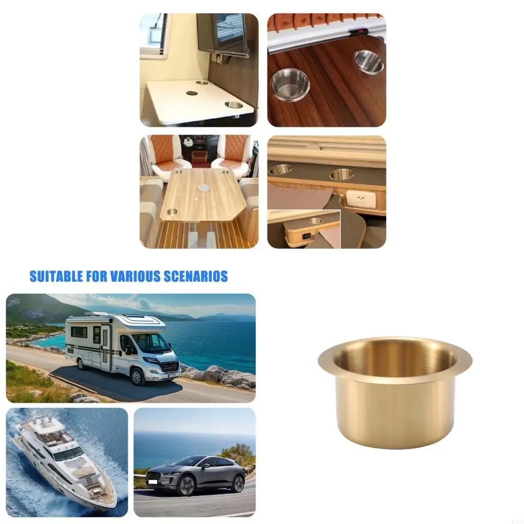 F1CF Elegant Gold / Silver Cup Mount For Caravans And Trucks Holds Standard Sized Bottles Securely Heavy Duty Drink Container