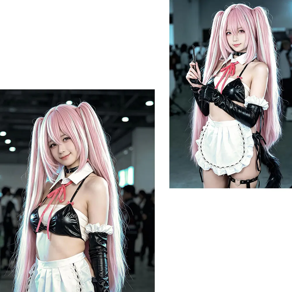 Pasadena Cosplay Wig HSIU Long Pink Blue Gradient Twin Tails Heat Resistant Hair+Wig Cap Azur Lane USS Pasadena Cosplay