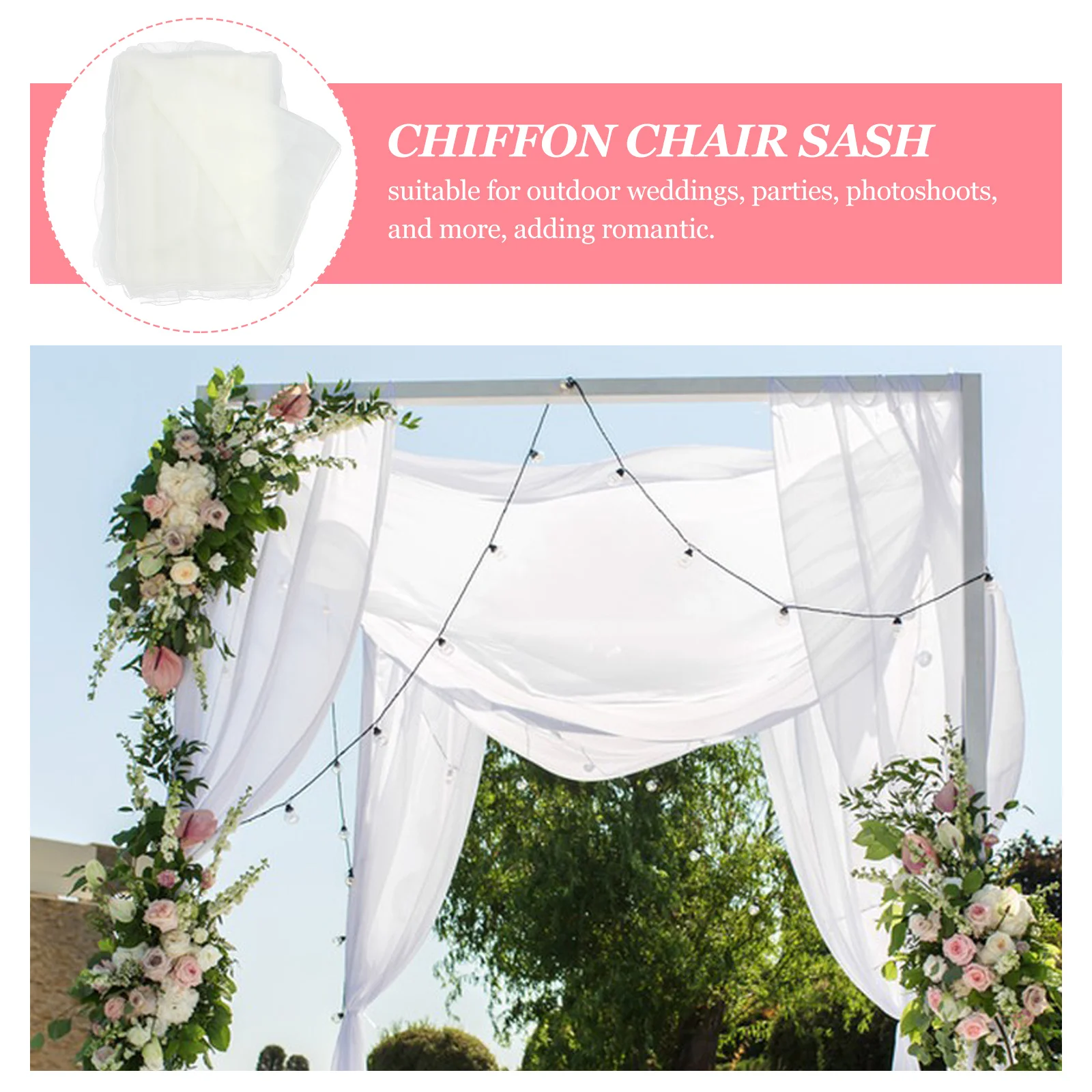 

Wedding Arch Drapes Long Chiffon Polyester Stylish Lightweight Outdoor Ceremony Background Drapery Party Ceiling Decor
