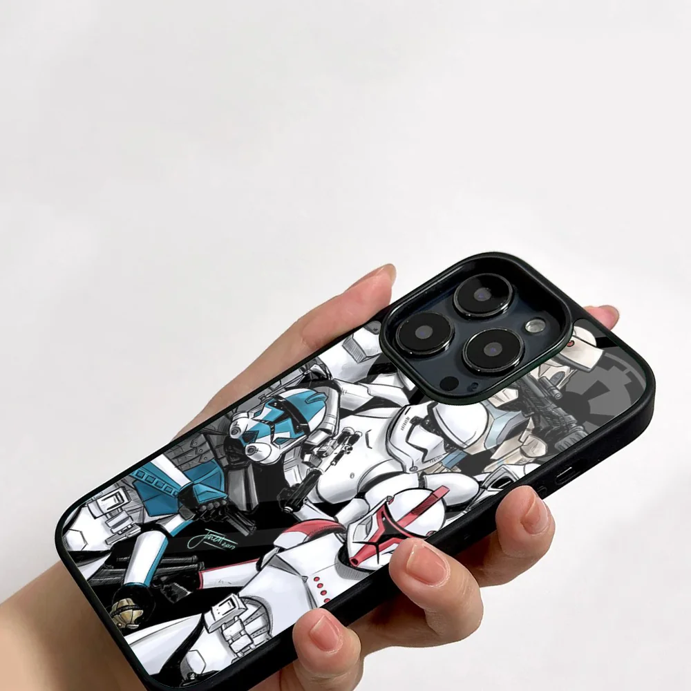 S-Star W-Wars Anakin S-Skywalker Phone Case For IPhone 11 12 13 14 15 16 Plus Pro Max Mirror Acrylic PC TPU Cover