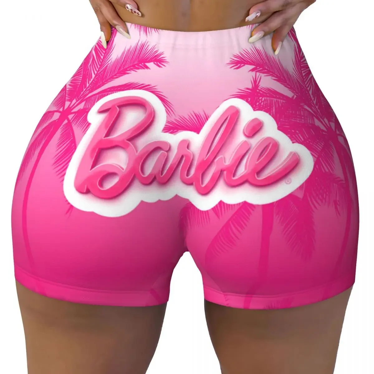 Custom Cartoon Barbie Gym Running Volleyball Shorts Women's Workout Yoga Shorts