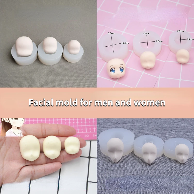 Q Edition Ultra Light Clay Facial Silicone Mold DIY Pottery Handmade Doll Model Anime Character Face Outline Decoration Tools