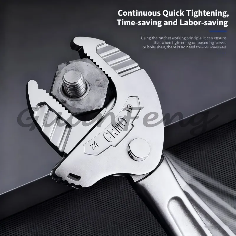 Crab Claw Ratchet Wrench Self Adjusting Multifunctional Large Opening Adjustable Wrench For Bathroom Pipe Repair