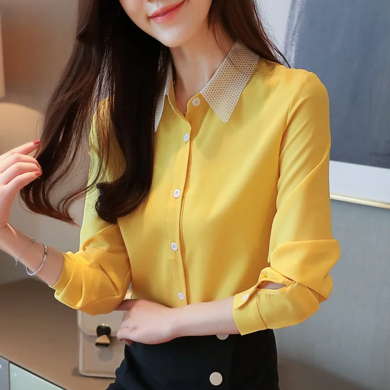 Slimming Red Chiffon Shirt Women's  Collar Open Cardigan Style Spring Autumn Fashionable Base Layer Top Ladylike Commute ...