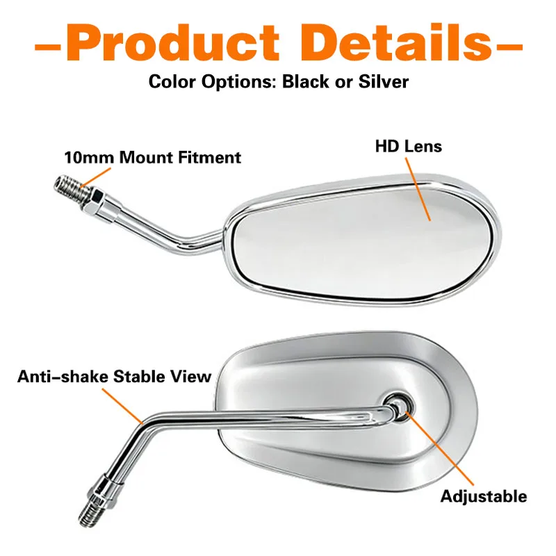 10-mm-Universal-Rückspiegel, vibrationsdämpfende Motorradspiegel für GSX-S750, GSX-S1000, V-Strom 650/1000, Motorradzubehör. – Detail 5