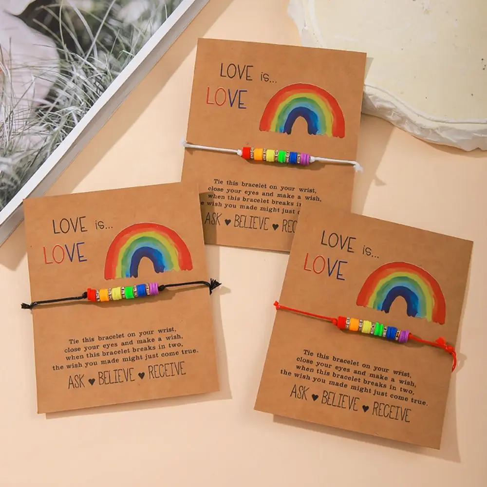 3 개/대 러브 하트 커플 Prided 팔찌 다채로운 Boho 레인보우 페르시 팔찌 터키어 매력 핸드 쥬얼리