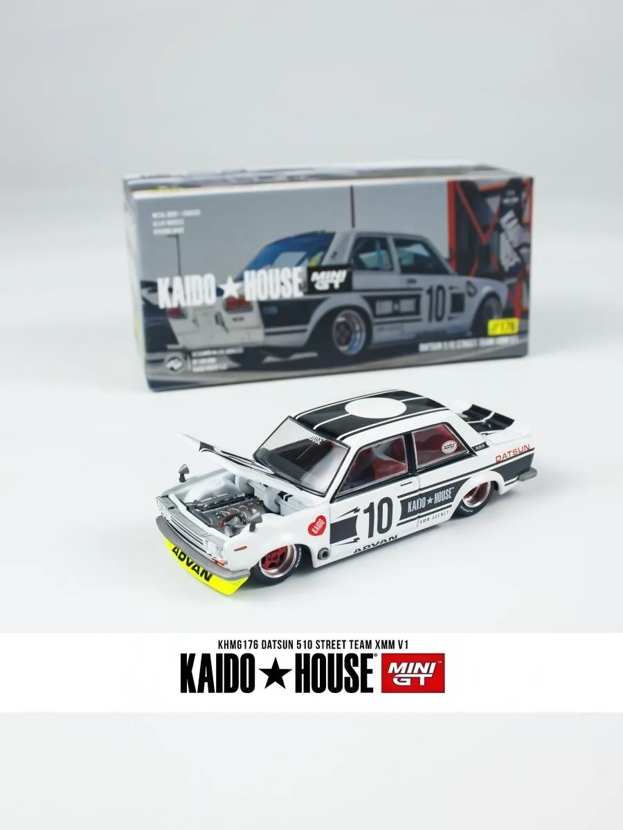 

TSM MINIGT KAIDO HOUSE 1:64 KHMG176 Datsun 510 Kaido Street Team XMM V1 Белый литой под давлением сплав Коллекция моделей автомобилей