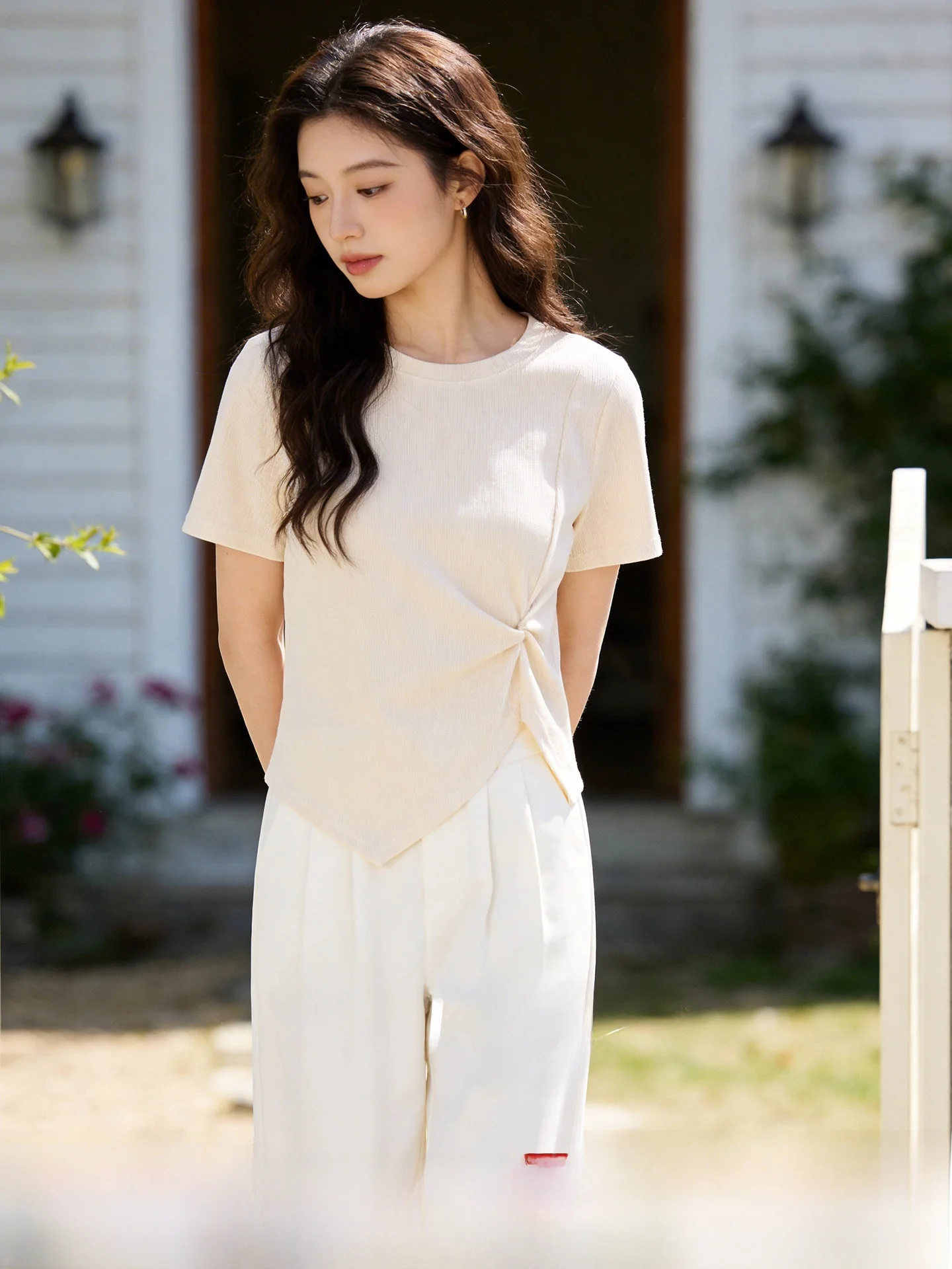 

Fashionable Slim Fit Short Sleeve T-Shirt Uneven Design Elegant Style plus Size Women's Summer New Arrival by Wuji Family