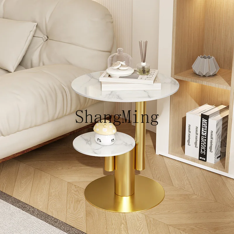 Tmj mesa de centro sala de estar sofá laje de rocha mesa de canto italiana simples luz mesa de luxo pequena redonda