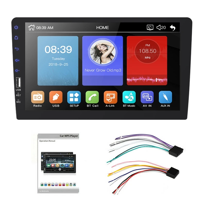 

9Inch 1Din Car MP5 Player Press Screen FM Radio Bluetooth USB AUX Mirror Link