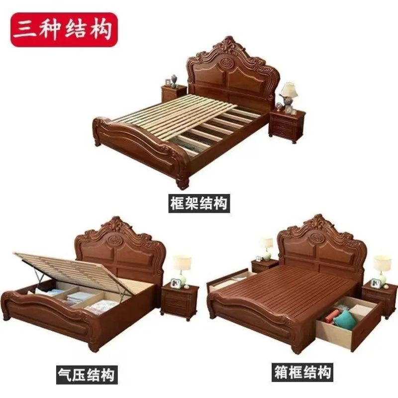 European solid wood bed, American soft bag leather bed 5