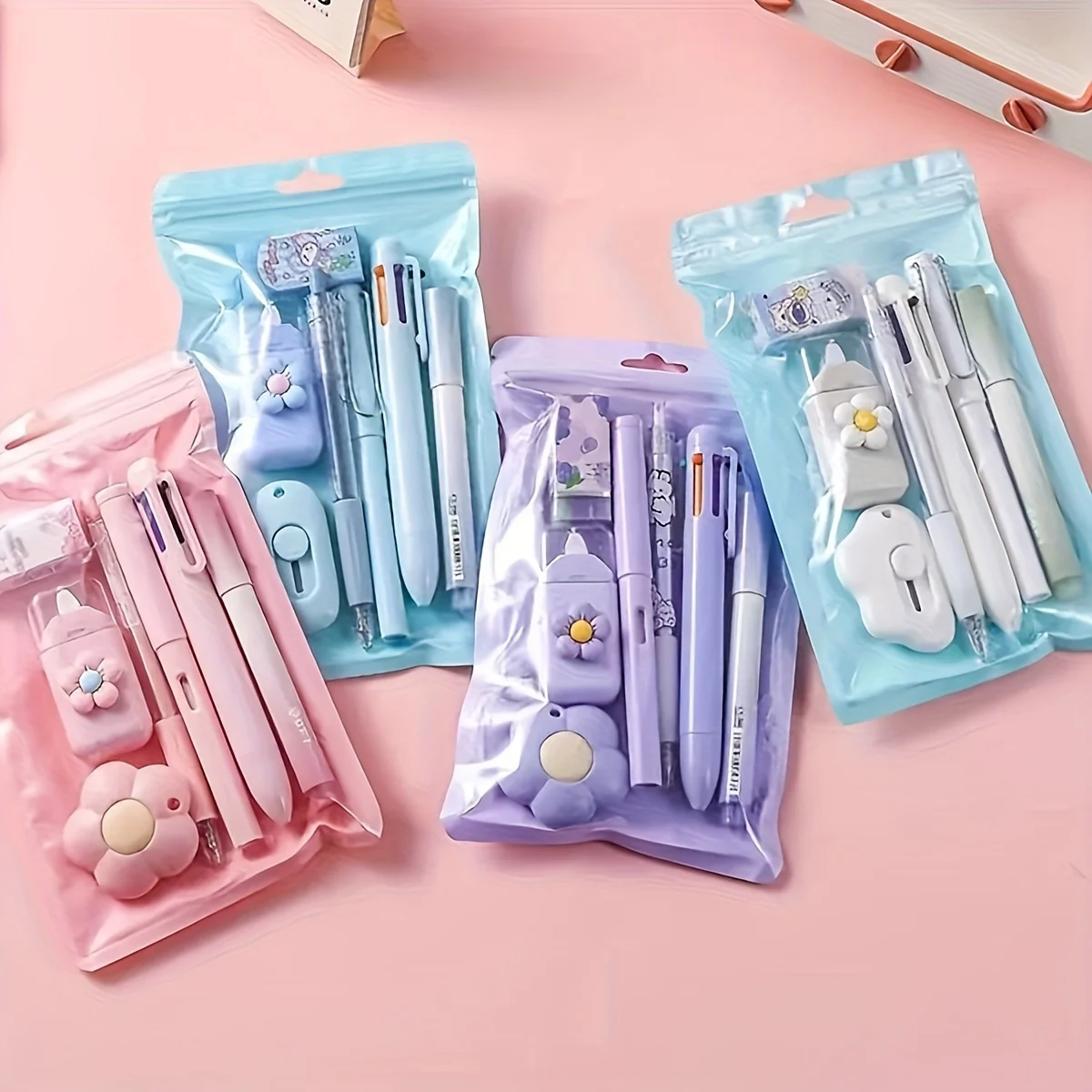 7 unids/set linda caja de regalo de material escolar: juego de papelería duradero y diverso, adecuado para que los estudiantes se usan