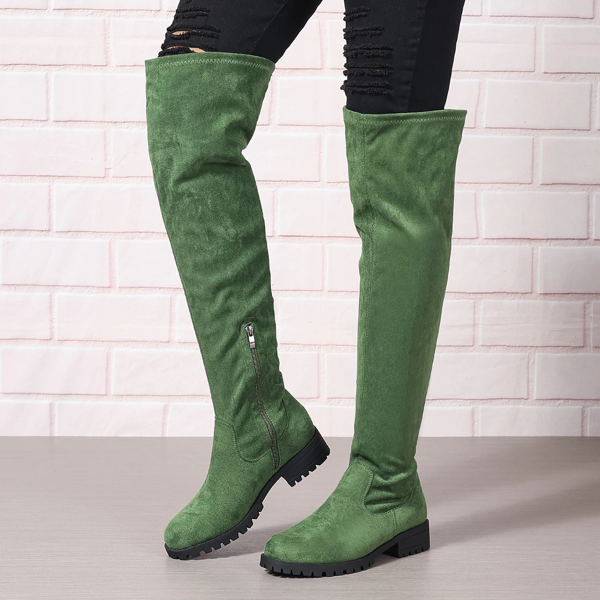 

Women Over-the-knee Boots Autumn Winter Flock Elegant Long Boots for Women Comfortable Ladies High Boots Big Size zapatos mujer