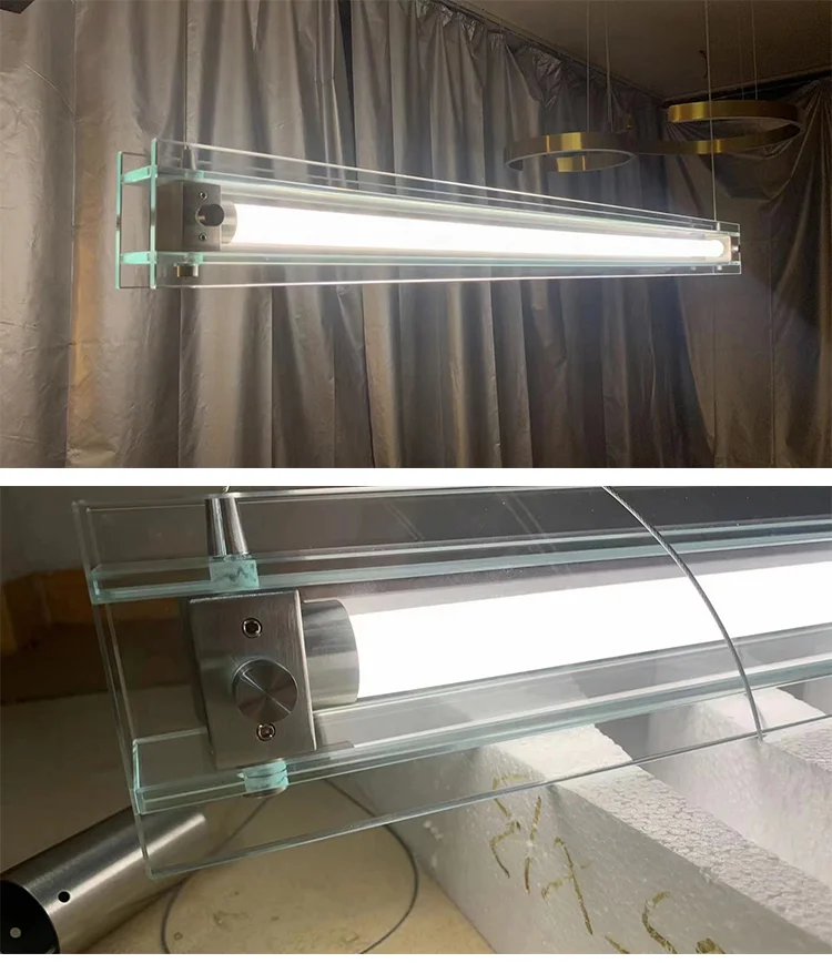 Modern Minimalist Creative Long Strip Glass LED Pendant Light Designer Bar Counter Office Island Table Restaurant Hanging Lamp