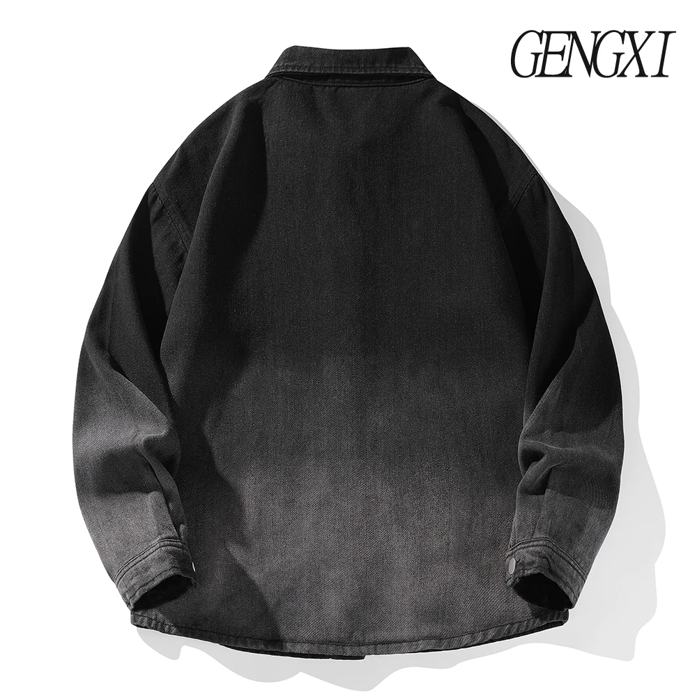 الخريف/الشتاء وصول جديد غسلها التدرج تصميم الياقات الدنيم سترة اليابانية الرجعية الرجال واحدة الصدر قميص سترة