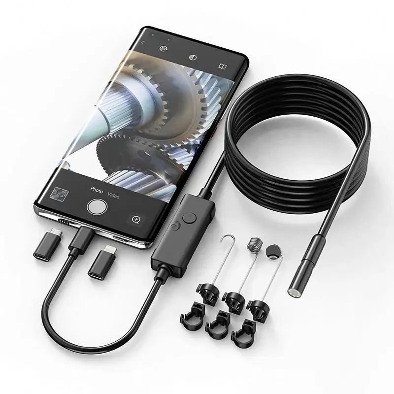 

W400-E 2 in 1 Direct Connect IP67 Waterproof 7.9mm 5m Rigid 1440P Full HD Video Endoscope for IOS Android