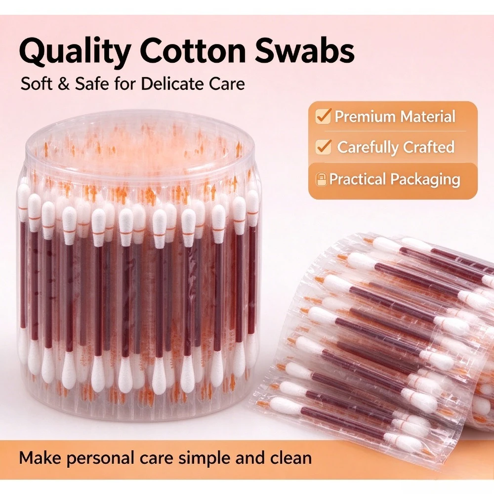 Iodine-disinfected disposable cotton swabs, vertical packaging for first aid kit wound care, travel and outdoor/home essentials