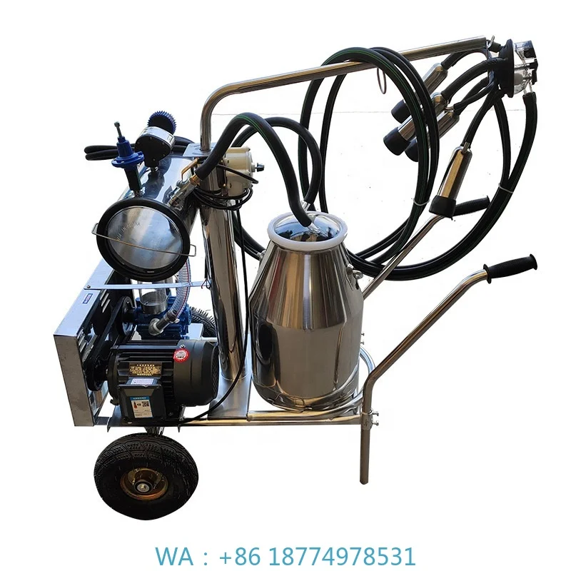 Vacuum Pump Portable Stainless Steel 304 2x25LSingle Bucket Full Automatic Cow Goat Electric Copper Motor Engine
