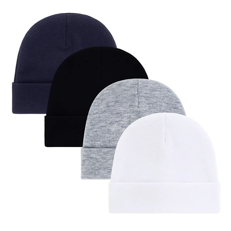 

0-3Months Newborn Hospital Cute Knit White Bonnet Cap Baby Girls Boys Beanie Hat Infant Cotton Soft Hat Newborn Photography Prop