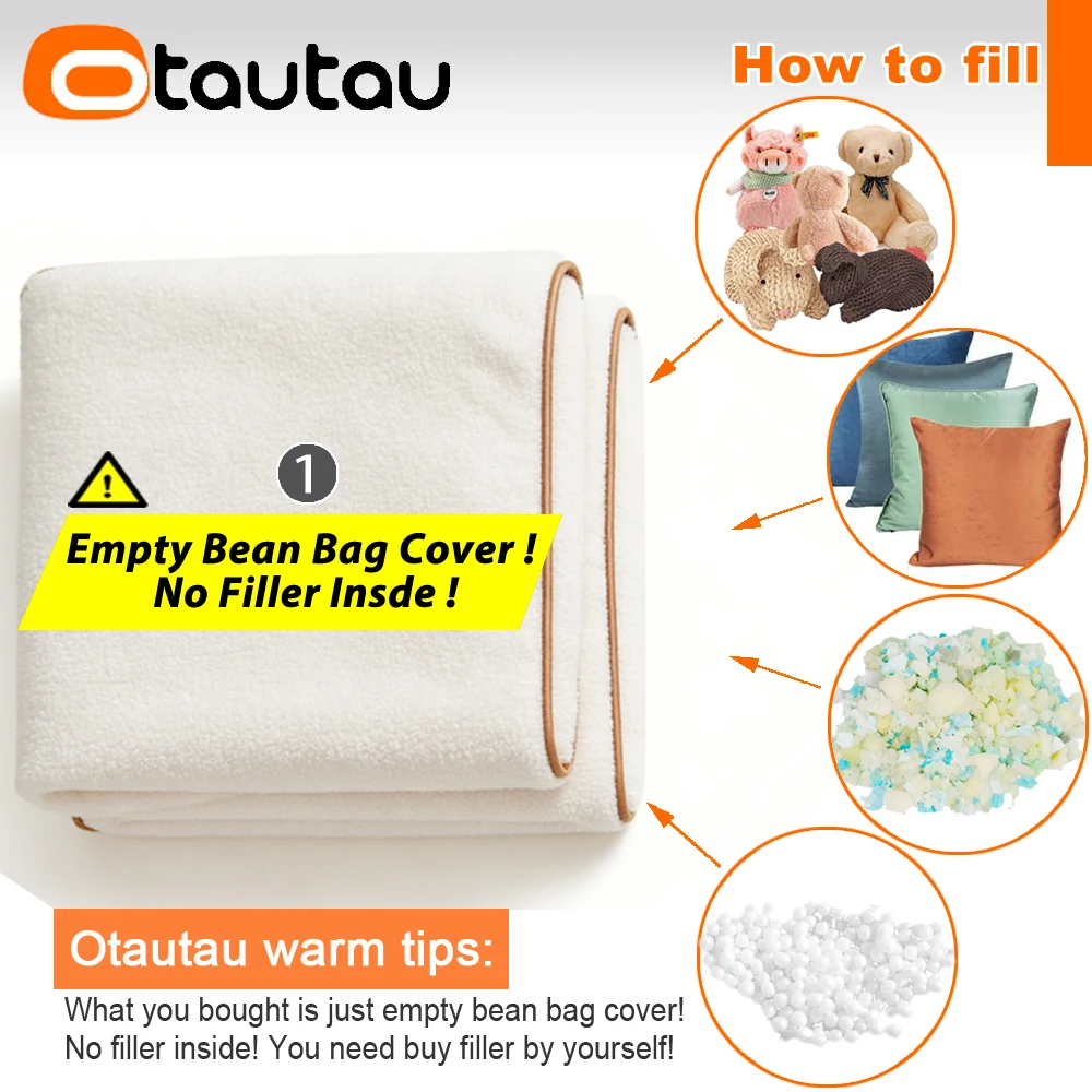 OTAUTAU Children Bean Bag Cover Soft Faux Fleece Pouf Beanbag Cover Winter Christmas SF635【No Filler!Need Buy Filler Yourself!】