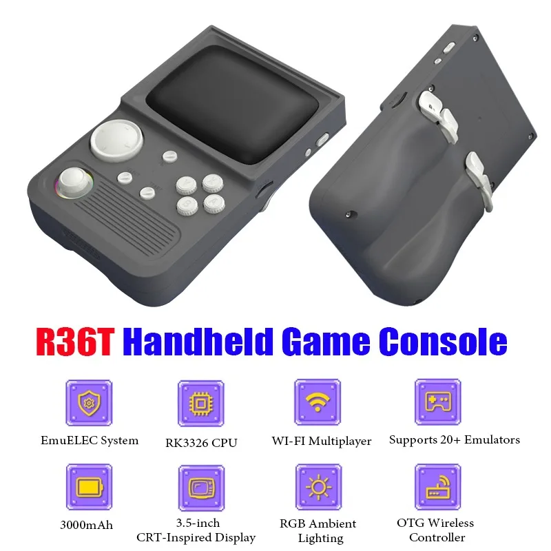 

Портативная игровая консоль R36T с 3,5-дюймовым HD IPS-дисплеем, системой EmuEMEC, ретро-классикой, аркадами, Wi-Fi и многопользовательским режимом, карманная консоль
