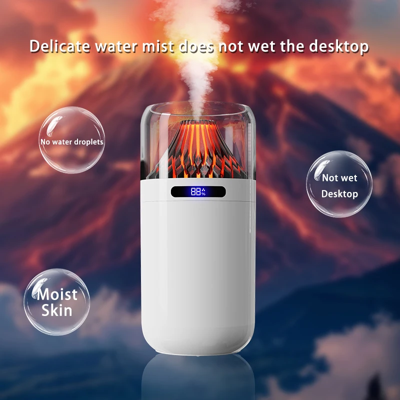 Humidifier Volcano Mini Battery USB Digital Night Light Car mounted Aromatherapy Charging Air Hydrator Moisturizing spray Mute