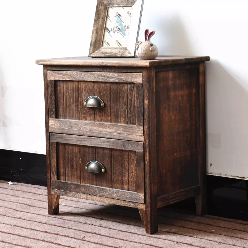 

Прикроватная тумбочка без сборки, винтажный простой шкафчик для хранения, органайзер с несколькими ящиками для спальни и гостиной, компактная мебель